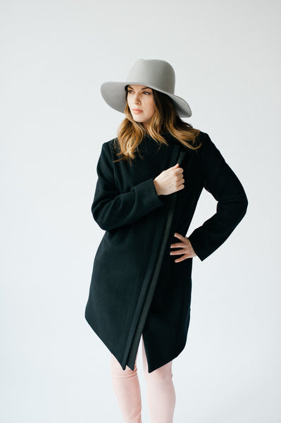 Astor Asymmetric Coat - Black