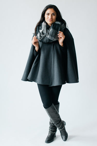 High Street Swing Cape - Charcoal Grey