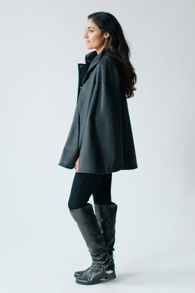 High Street Swing Cape - Charcoal Grey