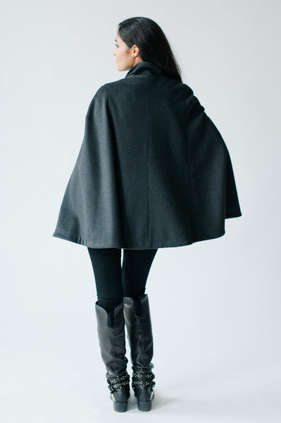 High Street Swing Cape - Charcoal Grey
