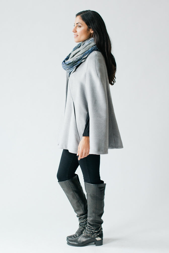 wool cape silver made in america - Cocoon by Elizabeth Geisler