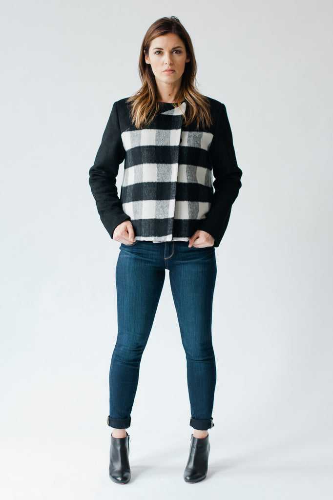 buffalo plaid jacket black and white made in america Cocoon by