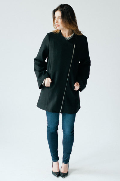 Designer cape coat in black by Cocoon