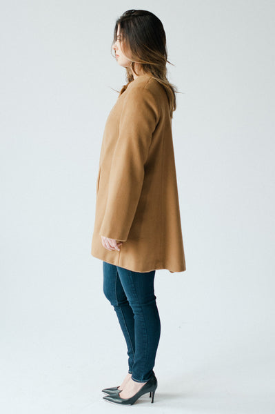 Designer cape coat in cognac